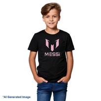 MESSI Soccer M Goat Logo Boy's T-Shirt. Sizes 2-18. Multiple Colors to pick from 110