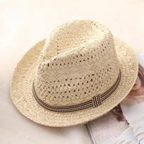 Summer Beach Women Sun Hat Men Jazz Straw Hat Casual Panama Cap Male Fedora Brand Fashion Female Hats For Women Visor Cap 58cm smėlis