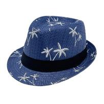 Vacation Beach Hat Protection Hat Tree Pattern Straw Woven Sun with Coconut Breathable tamsiai mėlyna spalva