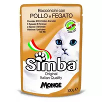 Monge Simba konservuotas pašaras katėms su vištiena ir kepenėlėmis 100g