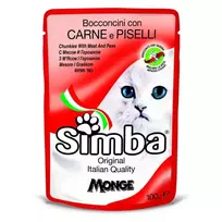 Monge Simba konservuotas pašaras katėms su mėsa ir žirneliais 100g