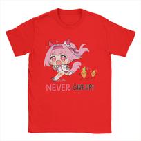 Men T-Shirt Haru Urara Chibi -Never give up Funny Cotton Tees Short Sleeve  T Shirt O Neck Clothing Big Size S raudona