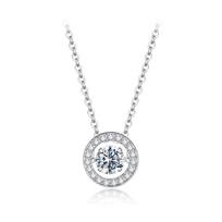Moissanite Halo Pendant Necklace for Women , Lab Diamond Sterling Silver Circle Pendant Mom Lover Daugther Gift