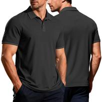 Men Textured Short Sleeve Polo Shirt 2 Button Lapel Collar Quick Dry Breathable Summer Golf Business Casual Collared Tops S juoda
