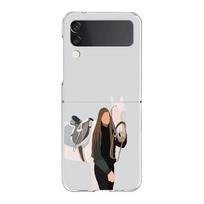 Case For Samsung Galaxy Z Flip 3 4 5 Transparent fold Hard PC Shell For Galaxy Z Flip 3 5 Cover Galloping Horse Girl Drawing Galaxy Z Flip 3