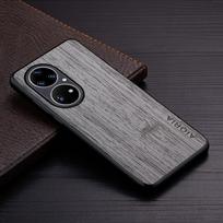 Case for Huawei P50 Pro P50 5G funda bamboo wood pattern Leather phone cover Luxury coque for huawei p50 pro case capa P50 šviesiai pilka spalva