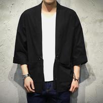 Chinese Style Retro Summer Thin Men's Trendy Hanfu Cardigan Jacket Japanese Antique Three-quarter Sleeve Kimono Robe XXXXXL juoda