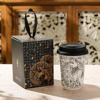 300 ml baltas keramikinis puodelis su dangteliu kavai black