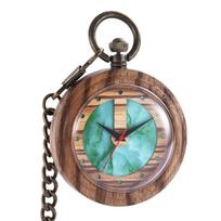 Circular Retro Wooden Pocket Watch Anniversary Gift Case Antique Style Material Quartz Sports Men's Women's Pocket Watches