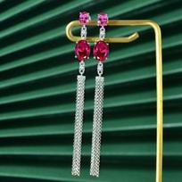 Luxurious S Color Drop Earrings Sparkling 8 *11Mm Red Diamond Earrings Girls Jewelry Ladies For Women Diamond EarringLuxury Drop