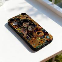 The Kiss Gustav Klimt ART Phone Case For iPhone 11,12,13,14,15,16,17,Pro,Max,Plus,E,SE4,Air,Mini Black Soft Cover iPhone17pro