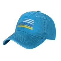 Ukrainian American Flag USA Ukraine Men Baseball Cap  Distressed Denim Washed Caps Vintage Outdoor Running Golf Gift Sun Cap One Size mėlyna