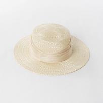 USPOP Women Natural Sisal Straw Hat Flat Top Wide Brim Handwoven French Style Summer Sun Hat 56-58 CM smėlis