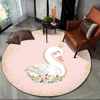 3D Animacinis Mielas Gulbės Cygnus Plotas Kilimas, Apvalus Kilimas Kilimas Svetainei Miegamajam Sofos Dekoras, Vaikų Žaidimų Neslystantis Grindų Kilimėlis Dovana Diameter 60cm