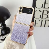 Skirta Samsung Galaxy Z Flip 4 3 5g dėklas Blizgus dengimas Spalvotas gradientas Sulankstomas Atsparus smūgiams Apsauga Kietas galinis dangtelis Priedai for Galaxy Z Flip 4 violetinė