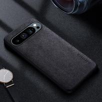 Aukščiausios kokybės prabangus odinis telefono dėklas Google Pixel 9 Pro XL 5G Funda Retro verslo stiliaus vientisos spalvos dangtelis capa Pixel 9 juoda