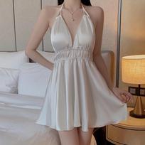 Women Erotic Clothes Sexy Tie Up Neck Hanging Lingerie Porn Deep V Backless Underwear Nightdress Sex Costumes one size