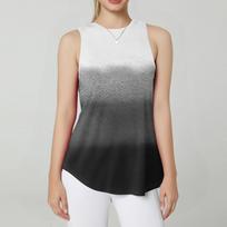 Women's Round Neck Floral Print Vest Versatile Loose Hem Sleeveless T-Shirt Top L juoda