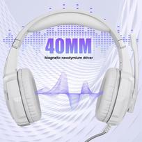 3.5mm Over Ear Game Headset, Gaming Headset with Noise Isolating Microphone, LED Light, Volume balta