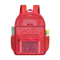 Heavy Duty Mesh Beach Backpack - Lightweight Breathable Travel Bag for Swimming, Vacation | Adjustable Straps & Water-Resistant raudona