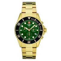 Swiss Alpine Military Master Diver Chronograph Stainless Steel Green Dial Quartz 7053.9114 100M Men's Watch žalia
