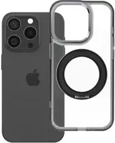Oem Originalus „iPhone 15 Pro“ dėklas su apvaliu stovu, suderinamas su „MagSafe“ ir juodas