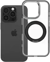 Oem Originalus „iPhone 16 PRO“ dėklas su apvaliu stovu, suderinamas su „MagSafe“ ir juodas