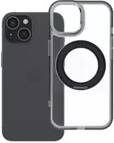 Oem Originalus „iPhone 15“ dėklas su apvaliu stovu, suderinamas su „MagSafe“ ir juodas