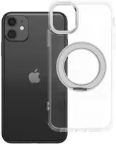 Oem Originalus „iPhone 11“ dėklas su apvaliu stovu, suderinamas su „MagSafe“, permatomas