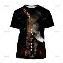 Saxophone Jazz Music T Shirt For Women 3D Print Summer Casual Round Neck Hip Hop T-shirt Short Sleeves Tops Tee Clothes M
