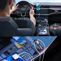 Ładowarka Įkroviklis USB C IOS automobilio įkroviklis su ištraukiama jungtimi, 100 W greitas įkrovimas, 80 cm