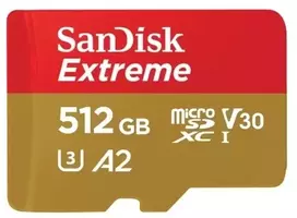Atminties kortelė 512GB „Micro SDXC SANDISK Extreme 190MB/130MB“ kortelė
