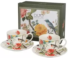 DUO Porcelianiniai puodeliai su lėkštutėmis 250ml 2vnt, balandis