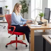 Costway Ergonomiška sukama biuro kėdė su porankiais, raudona