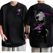 One Piece Roronoa Zoro Purple Blade T-shirt Men Women Cotton Anime Graphic Tee Regular Fit Short Sleeve Casual Daily Top 4XL