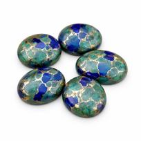 AAA Azurite Malachite Oval Cabochons, Flat Back Stones for Jewelry Making, Multicolor Gemstones 6x8mm žalia