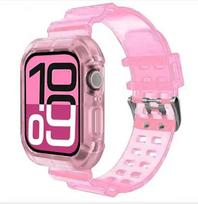 Case+Strap for Apple Watch Band 46mm 40mm 45mm 41mm 42mm 38mm Accessories Transparent Silicone Bracelet iWatch series 10 9 8 6 7 38 40 41mm