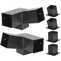 Pergola Kit, 4x4 Inch 3-Way Slanted Brackets for 92 x 92 mm Wood Beams in Actual Size, 2-Pack Pergola Brackets with 2 Post Bases and 2 Wall Mount