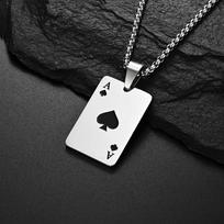 Hip Hop Statement Poker Card Ace of Spades Stainless Steel Party Pendant Chain Friendship Gifts For Women Men juoda