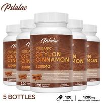Pslalae Ekologiško Ceilono cinamono kapsulės, 1200 mg, Ceilono cinamono ekstraktas, Tinka suaugusiems 120*5
