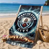 City Football Club Printed Microfiber Beach Towel, Soft And Absorbent, Quick-Dry, Ideal for Summer Travel, Beach Essential, Swimming Pool 70cmx140cm(27x55inch)