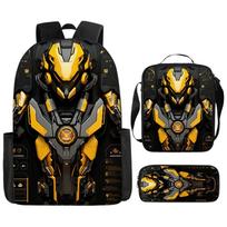 Steampunk Backpack Set for School – 3 Piece Large Capacity Backpack with Lunch Bag and Pencil Case for Students One Size