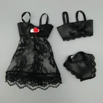 Black Fashion Dresses For Barbie Dolls Clothes Pajamas Lingerie Nightwear Lace Night Dress + Bra + Underwear Doll Accessories juoda