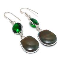 Natural Azurite, Peridot Gemstone 925 Sterling Silver Earring 2.17  o4O80