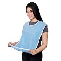 Rehabilitation bib for the elderly, anti fouling dietary cloth, adjustable, with pockets, food receiving, elderly care, meal assistance 75*45cm šviesiai mėlyna spalva