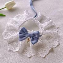 Small Cute Blue & White Pet Scarf Bib for Cats & Dogs - Shorthair, Teddy, Corgi, Pomeranian XS (up to 2 kg) mėlyna