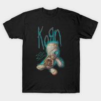 Men Black Print T-shirt Korn No-Cut Transfer Paper Print Cotton Tshirt S juoda