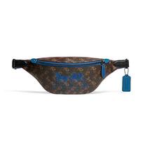 COACH fanny pack Charter 32 classic old flower carriage print color matching zipper adjustable shoulder strap canvas with leather chest bag waist bag mėlyna