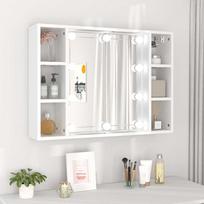 Vidaxl Spintelė su veidrodžiu ir LED apšvietimu, balta, 76x15x55 cm