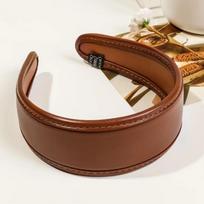 Retro Wide Turbans Solid Color Women Hoop Headband PU Leather Hairbands  Women Hair Accessories ruda